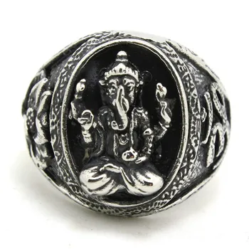 

Mens Boys 316L Stainless Steel Cool Thailand Style Flower Thai Elephant Buddhism Newest Ring