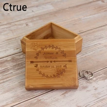 Персонализированные Свадебные Флора стрелка Обручение деревянные кольца несущей Box деревенское обручальное кольцо Box держатель, пользовательское имя Дата кольцо Box