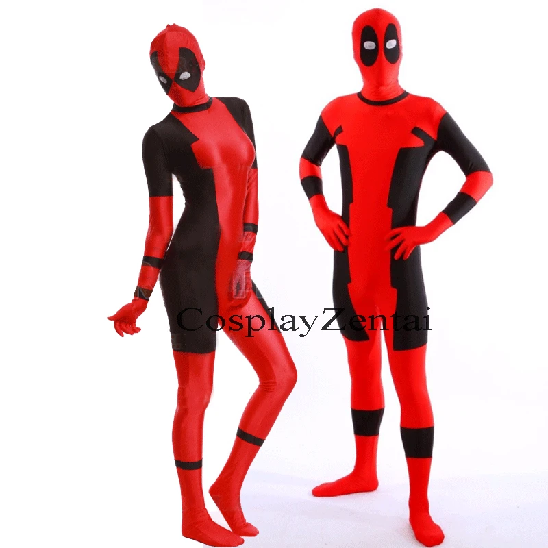 

Couple Deadpool Black and Red Spandex Bodysuits Two Freeshipping Deadpool Halloween Costume