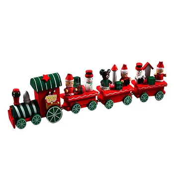 

4 Pieces Kids Baby Developmental Toys Wooden Train Truck Set Blocks Gift Toy Christmas Xmas Train Decoration Decor Gift
