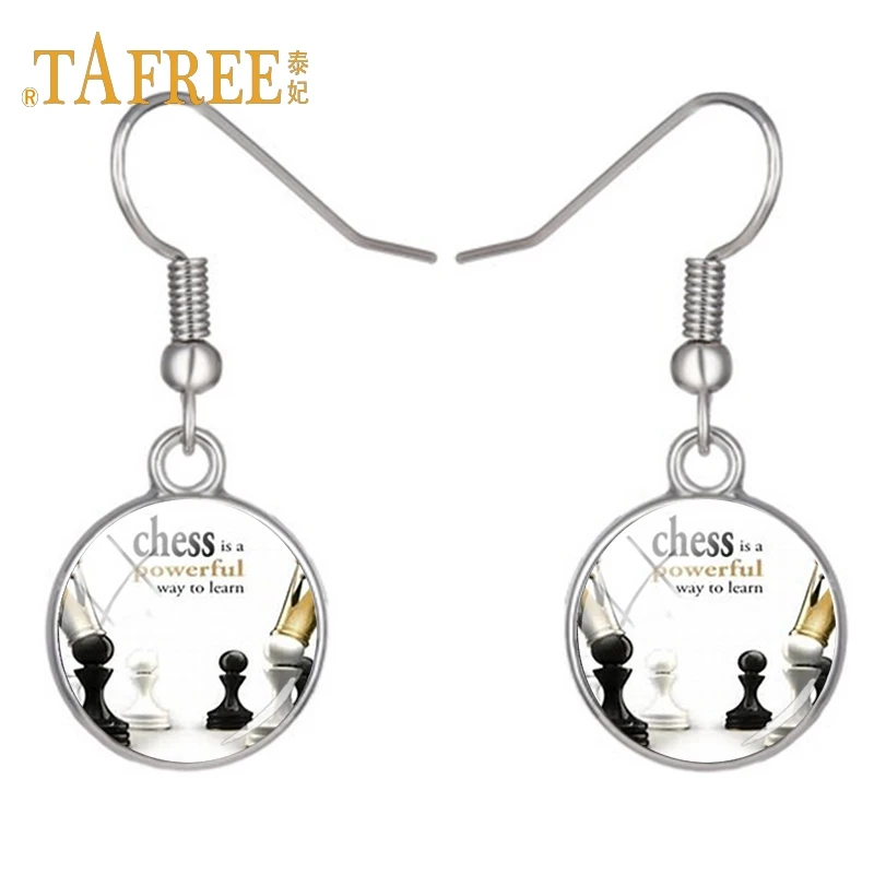 

TAFREE Simple fashion I love chess earrings Male & female chess horse knight retro earrings gift jewelry E587