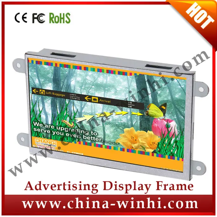 

Indoor shelf 7 inch edge open frame lcd monitor usb video Auto play12v media player for advertising