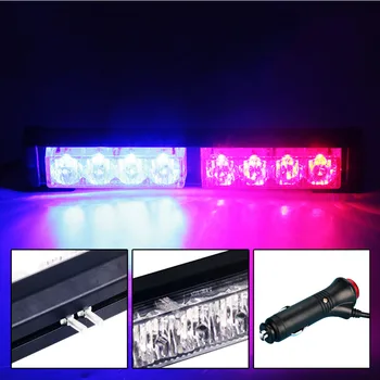 

WTS Car Truck Front Grille LED Strobe Flash Warning Light Auto Police LED Bar Emergency Light 12V 24V Caution Lamp 8W red blue