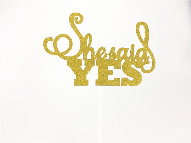 

7" W x 4.5" H Gold Glitter Letter She said YES Cake Toppers Wedding Bridal Shower Engagement Party Cupcake Decorations