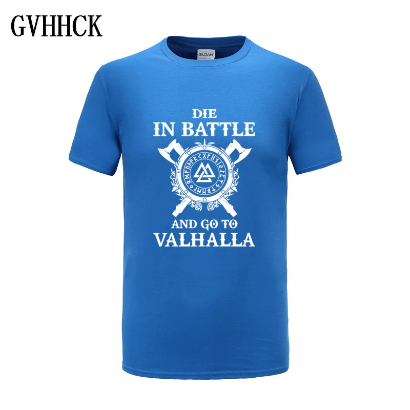 Die In Battle And Go To Valhalla Viking, мужские футболки, хит, летняя брендовая Футболка реглан, хлопок, облегающая футболка, Camisetas Hombre - Цвет: 3