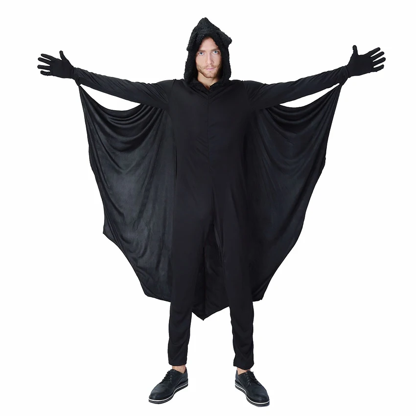

Halloween Role-playing Bat Costume Black Adult Cosplay Bat Costume Halloween Party Clothes Costume Men's Jumpsuit