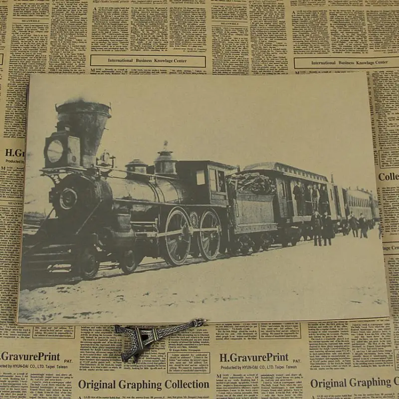 

High quality about Vintage Kraft old train Poster Retro Wall Art Crafts Sticker Living Room Paint Bar Cafe Decor RZTT-040