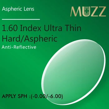 

MUZZ Eye Glasses Lens 1.60 Index Thinner, lighter High Quality Myopia Super Tough Resin Optical Prescription Eye glasses 2PCS