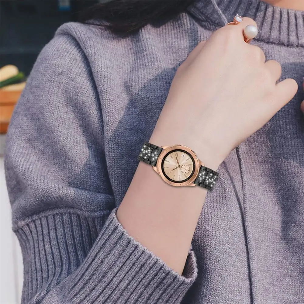 Для samsung Galaxy Watch 46 мм сменный ремешок с кристаллами из нержавеющей стали Смарт-часы долговечные аксессуары#716