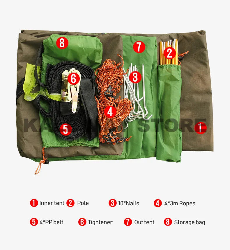 Rede à Prova Tenda para Caminhadas Árvore Suspensa Tenda Ultraleve Pendurado Casa Acampamento Dwaterproof Água 4 Temporada Mochila 220*200cm 16 High Quality Esporte e Lazer