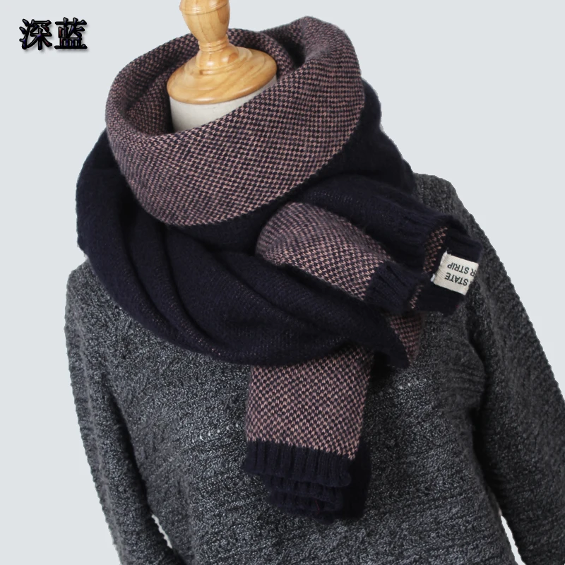 Высокое качество, женский шарф, зимний шерстяной вязаный шарф, воротник, шарфы, утолщенный, теплый, модный, ананасовый палантин, шаль, wrap mx001 - Цвет: Dark blue