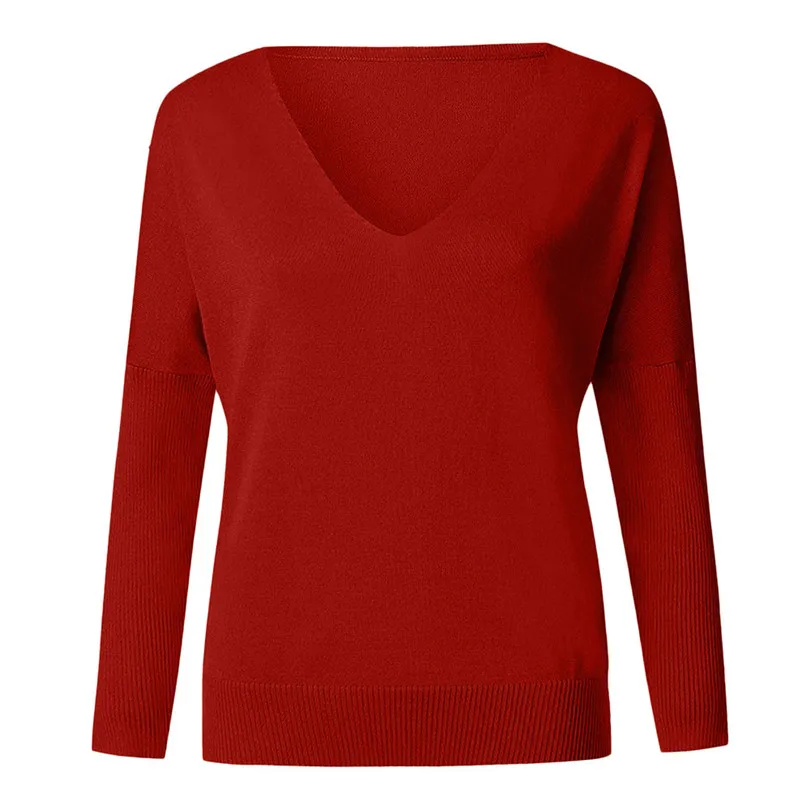 New Fashion Women Autumn Winter Batwing Sleeve Solid Knitted Casual Daily Sweater Brief Pullover Tops Blouse #4F09 (12)