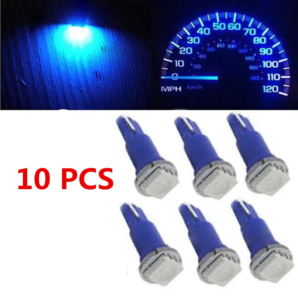 10 шт. T5 5050 SMD Клин Dashboard Светодиодный лампочки(синий