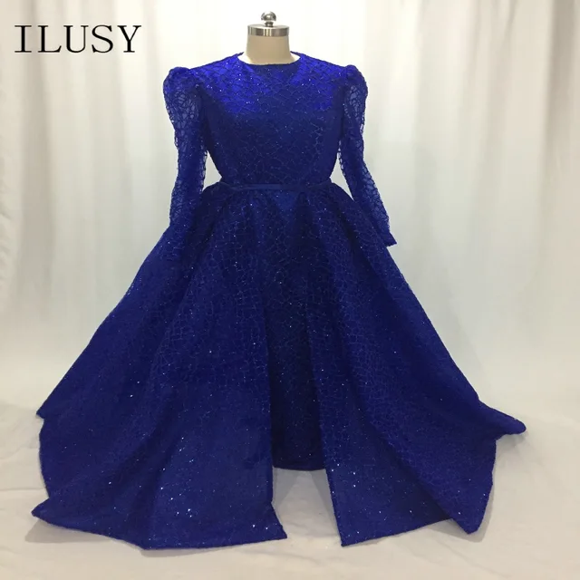 Royal Blue Dress with Puffy Sleeves