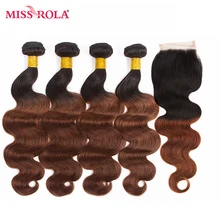 Miss Rola font b Hair b font Pre colored Ombre Indian Body Wave font b Hair