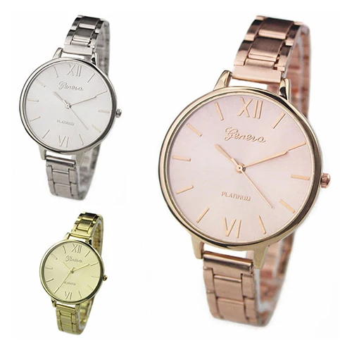 

Women Fashion Geneva Stainless Steel Thin Band Analog Quartz Wrist Watch
