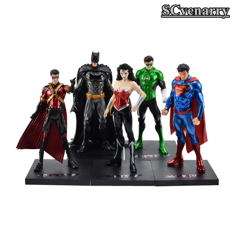 

DC Comics Super Hero The Flash Red Robin Green Lantern Wonder Woman Superman Batman Action Figure Collectible Model Toy 18cm