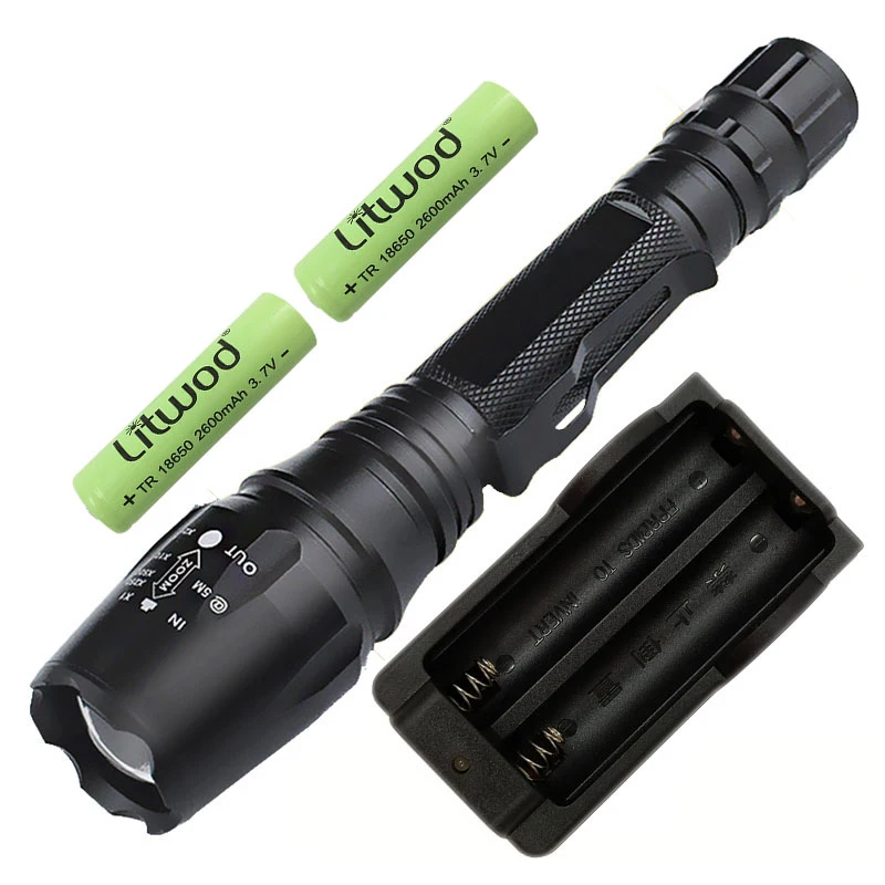 best led torch Litwod Z20V5 LED Flashlight Torch XML L2 T6 Zoomable Aluminum waterproof Tactical Flashlight Torch Linternas 2x Batteries rechargeable flashlights Flashlights