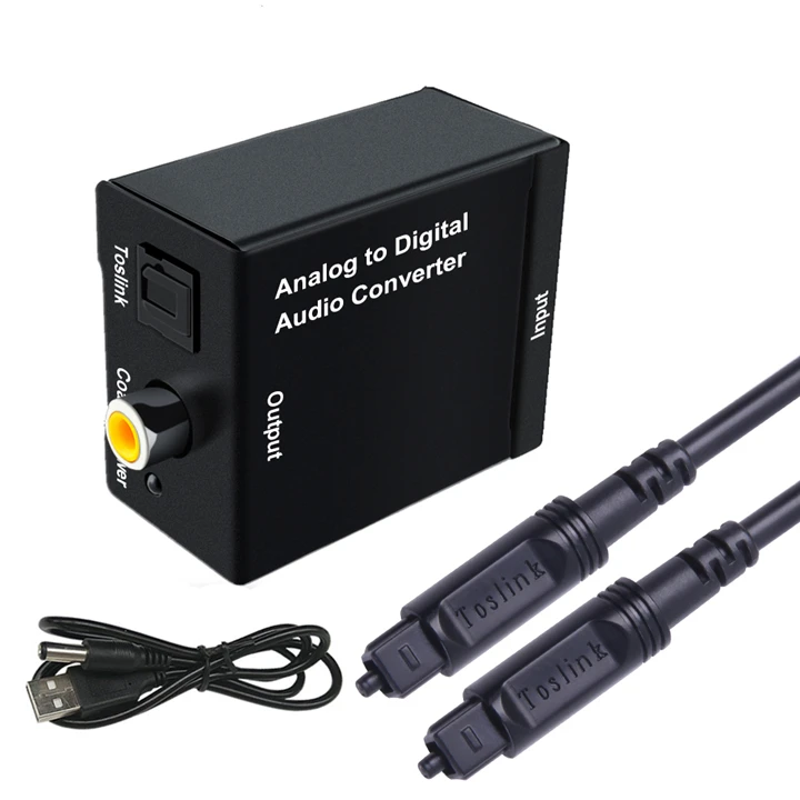 EMK Analog to Digital Audio TV Converter Adapter Optical Fiber Coaxial Toslink Signal Analog Audio Converter RCA for DVD (2