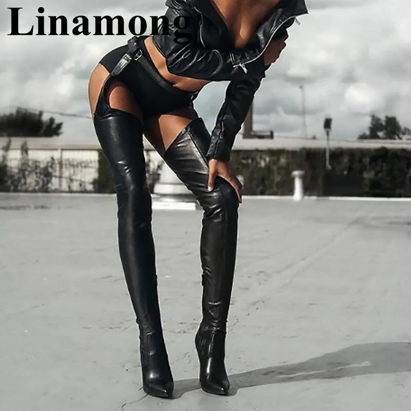 

2019 Newest Over-The-Knee Buckle Strap Sexy Pointed Toe And Thin High Heel Shoes Spring And Autumn Party Fashion Women Boots