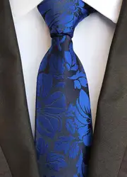 Уникальный рисунок 8 см Для мужчин тканые галстуки Королевский синий цветочный галстук с ярким узором для свадьбы