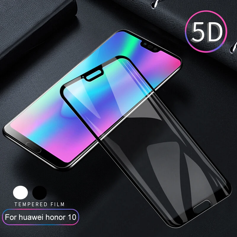 

on honor 10 5D full cover tempered glass for huawei honor 10 case protective film hauwei honer 10 honor10 5.84 screen protector