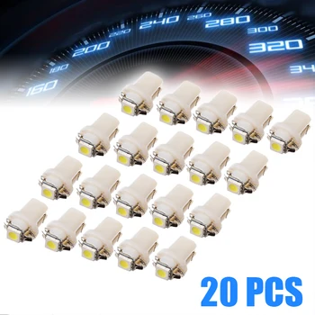 

New Set 20pcs 12V Super White Dashboard Panel Lamp T5 B8.3D 5050 1SMD LED Dash Wedge Side Light Bulb