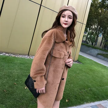 

Korean version of the loose thick Double-faced Fur coat 2018 winter new fashion temperament imitation fur coat female long