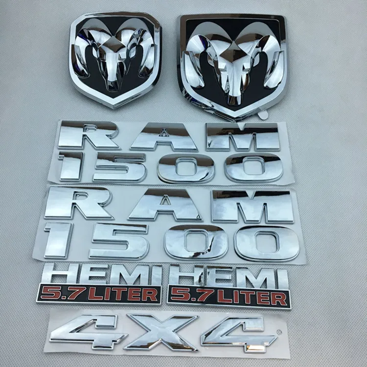 

For Dodge Ram Front and back label for Ram1500 Refitting Vehicle Logo Hemi 5.7 liter leaf plate sticker 4x4 logo Car logo set