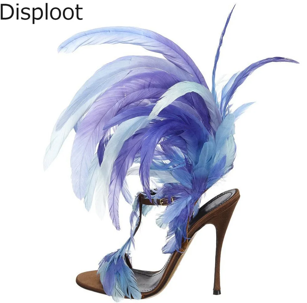 purple feather heels