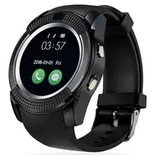 V8 smart watch rund mtk6261d smartwatch kamera sim tfcard uhr smart health monitor für ios android telefon intelligente elektronik