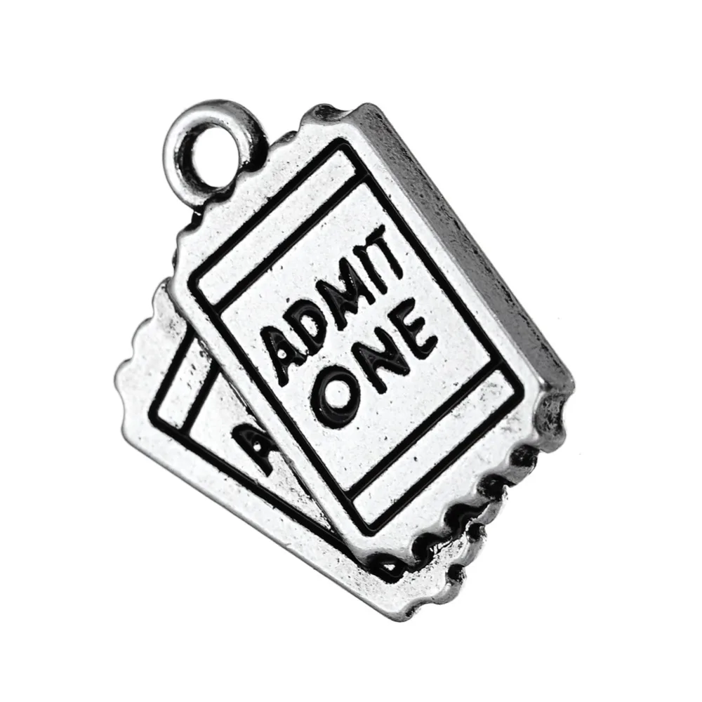 

EUEAVAN 20pcs Antique Silver Plated Moive Ticket Pattern Charms Words Letter Engraved Fit Necklace Bracelet DIY Jewelry Making