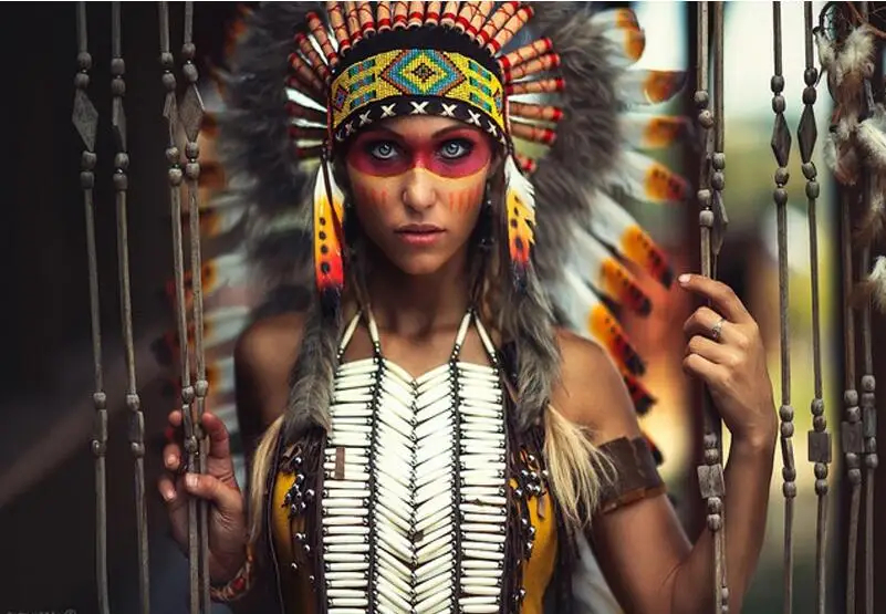 

5D DIY Diamond Painting Cross Stitch diamond Embroidery American natives Indian girl full square diamond mosaic Kits home decor