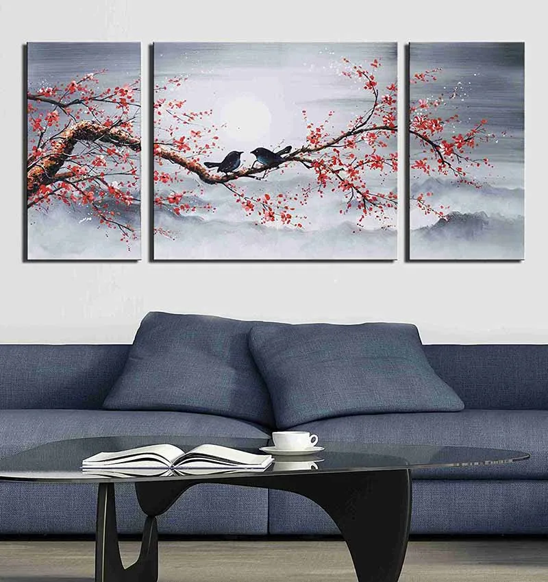 

Red Flower Birds Tree Landscape Diamond Painting Embroidery Floral Scenery Mosaic Round Diamond Painting Full Decor Painting