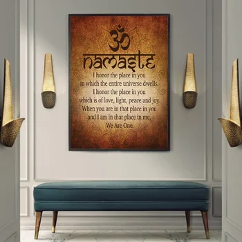 

Namaste Buddhist Inspirational Motivational Spiritual Yoga Quote Print And Poster Canvas Painting Pictures For Home Decor