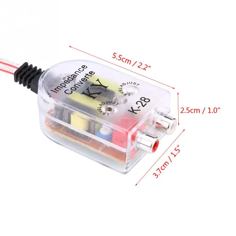 Altavoz de coche ajustable a adaptador de nivel RCA de alta a baja toma de corriente automática Comverter Audio sonido Subwoofer amplificador Altavoz de coche ajustable a adaptador de nivel RCA de alta a baja toma de corriente automática Comverter Audio sonido Subwoofer amplificador