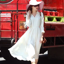 Новые летние модные женские туфли по индивидуальному заказу Повседневное плюс Размеры 3xs-10xl пикантные Оказалось вниз воротник длинное шифоновое Vestido Платья для женщин