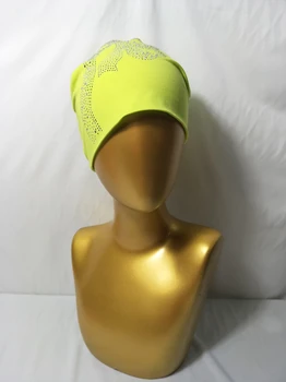 

B17921 2017 Fashion crystal beanies hair solid beanie elastic cotton rhinestone women hats women caps custom