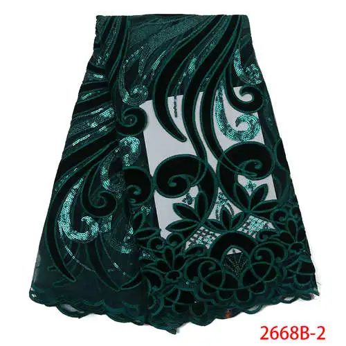 Французский стиль кружевной ткани последние бархатные кружева с африканскими пайетками кружевные ткани для женщин платья KS2668B-4 - Цвет: Picture 2