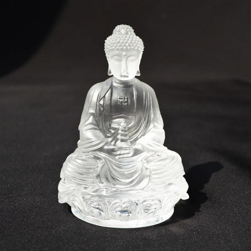 Clear Crystal Glass Buddha Figurine Feng Shui Gifts Tathagata Buddhism