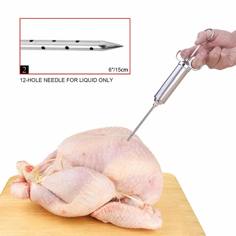 2 унций инжектор для мяса шприц для птицы маринад ароматизатор инжектор мяса шприцы для приправ комплект для барбекю Кухонные инструменты с 3 иглами
