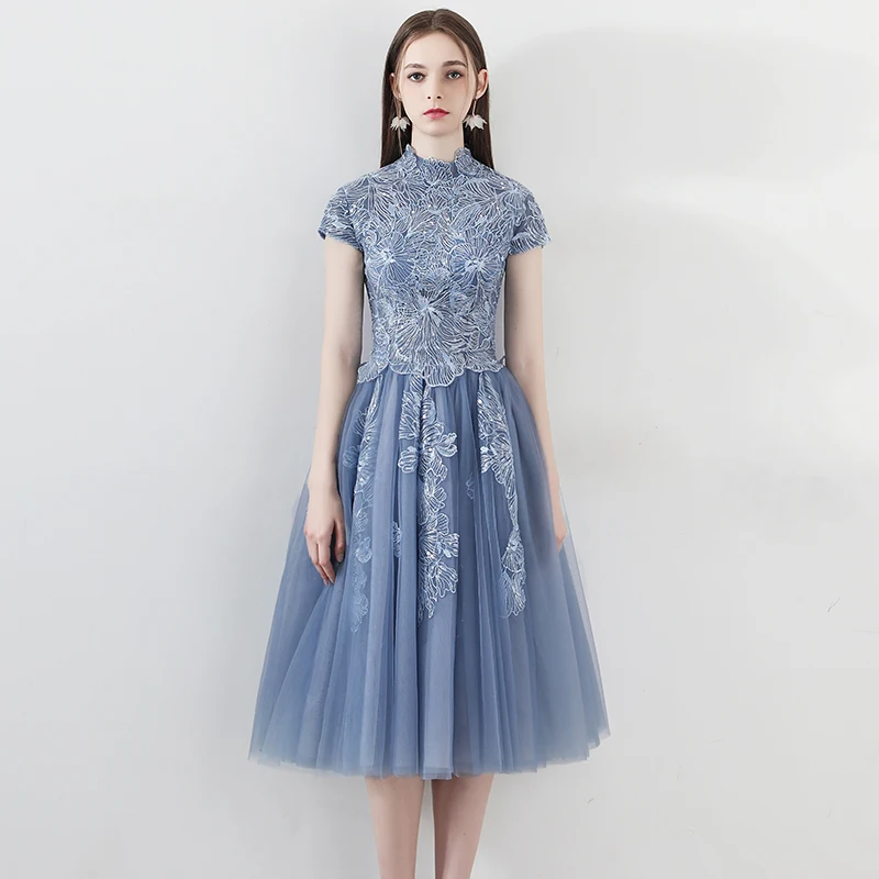 Формальное вечернее платье для выпускного вечера со стоячим воротником Robe De Soiree Longue Femme элегантные длинные Платья для вечеринок вечерние TS1184
