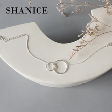 SHANICE браслеты и браслеты из серебра 925 пробы для женщин, ювелирные изделия, двойной круг, цепочка, браслет для женщин