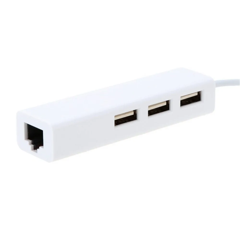 50 pcs 3 포트 USB 3.0 허브 유형 C to RJ45 100Mbps 이더넷 LAN 어댑터 데이터 유형-C 유선 네트워크 카드 Macbook 용 고속
