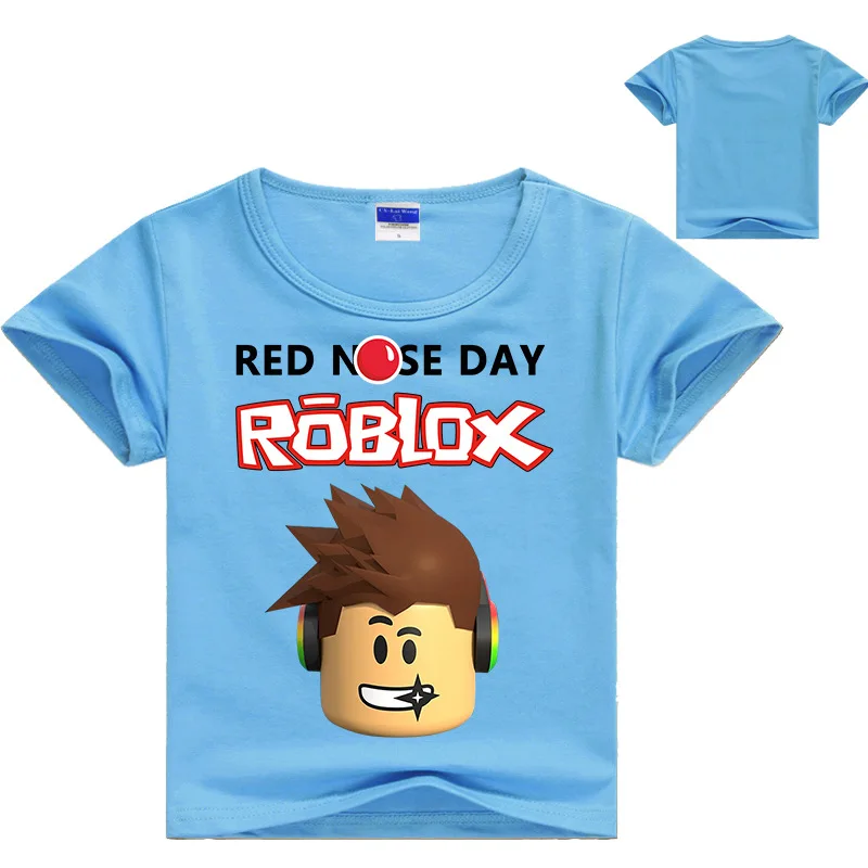 

2019 New ROBLOX RED NOSE DAY Stardust Boys T Shirt Kids Summer Clothes Children Game T-shirt Girls Cartoon Tops Tees 3-14Y