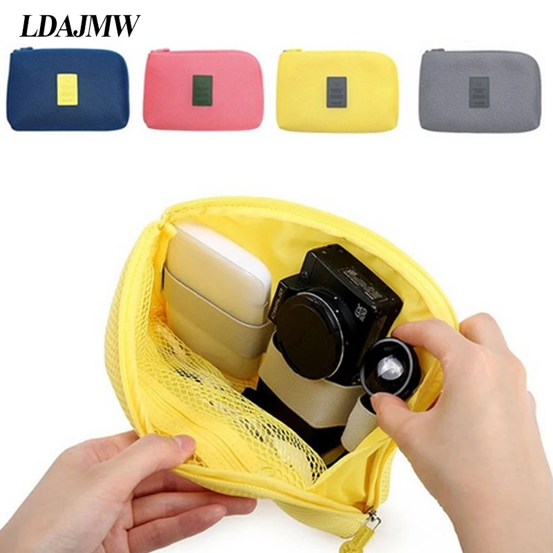 

LDAJMW Fashion Multifunction Compact Storage Bag Digital Data Cables Flash Drives Organizers Travel Case Nylon mesh Cloth Pouch