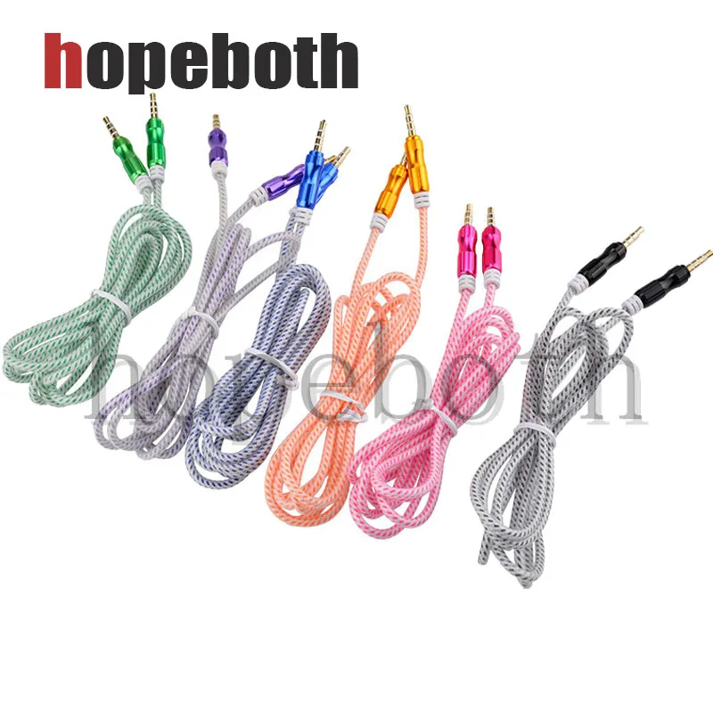 Kopen 5FT 1.5 M 3.5mm Auto Audio AUX Extention Kabel Gevlochten Geweven Draad Auxiliary Stereo Jack Mannelijke Lead Voor iPhone 7 6 Mobiele Luidspreker
