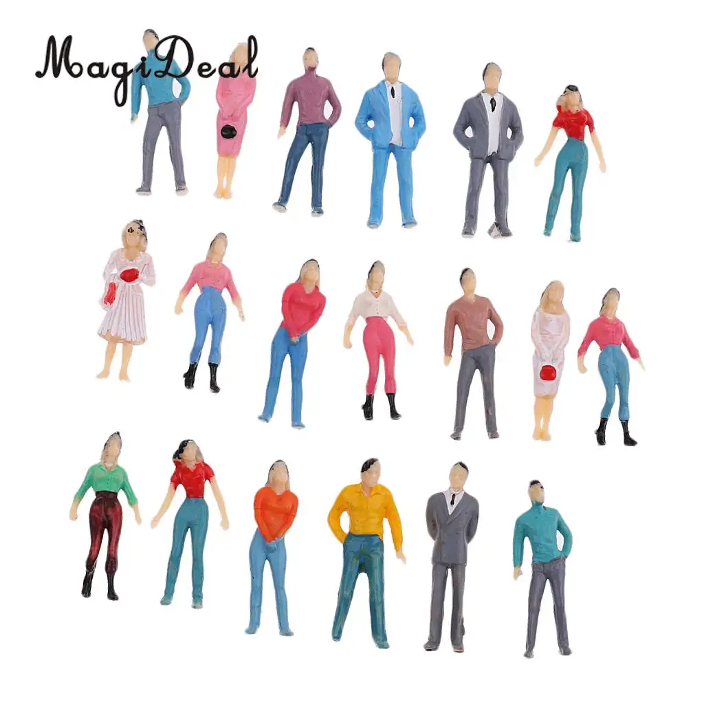 MagiDeal 1Set 1/50 Scale Train Railway Park Street Building Passenger People Figures Model HO Painted for Layout Landscape Scene