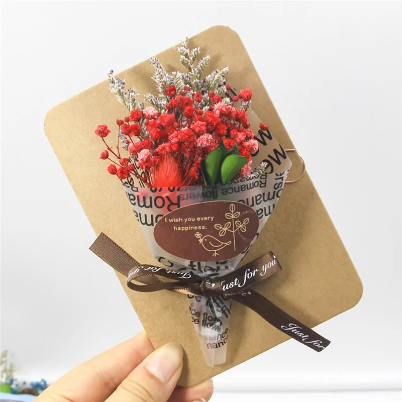 1 шт DIY крафт-бумага ручной работы сухой цветок Пригласительные открытки с коробка для конвертов Рождество Свадьба сувениры случайный