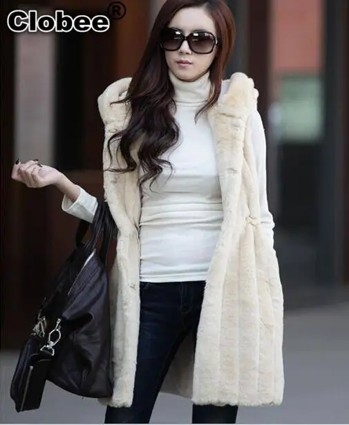 

Colete De Pele Feminina 2019 Autumn Winter Faux Rabbit Fur Gilet 2019 Vest Jacket Women Fall Long Fur Coat Vestidos X964